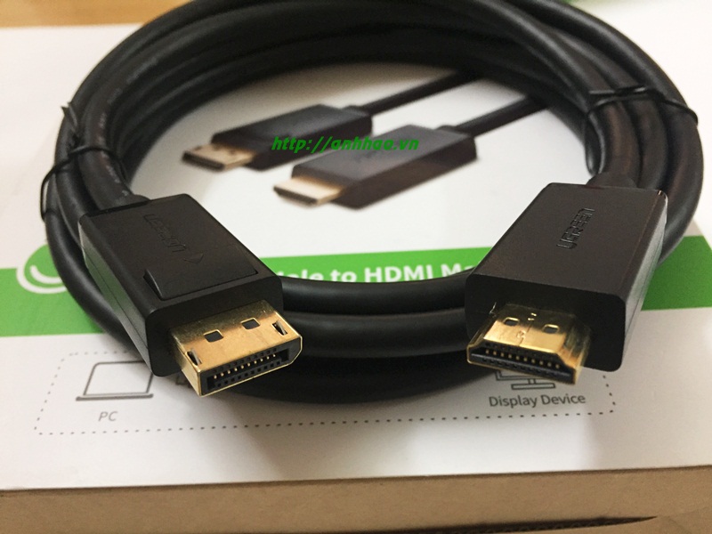 Cáp Displayport to HDMI 3M Ugreen 10203 chính hãng (thunderbolt 1 to HDMI)